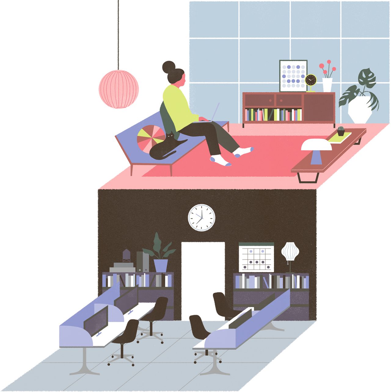 Illustration of work from home benefits for The New York Times