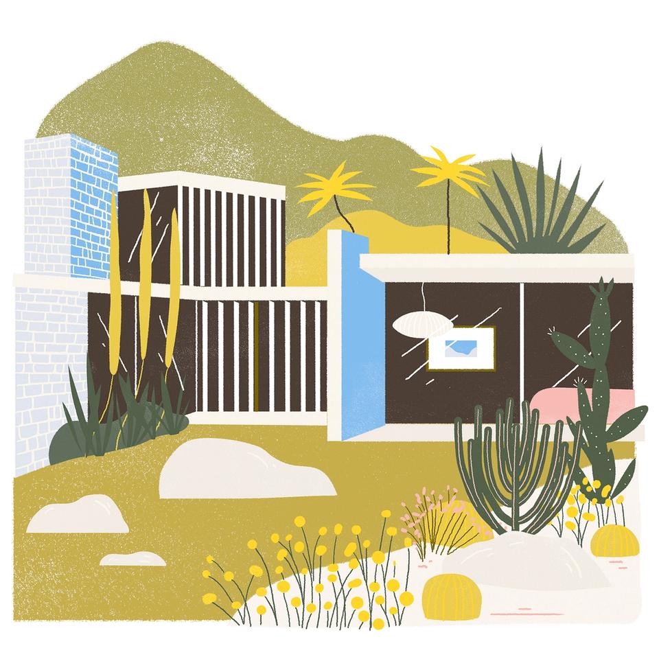 Illustration of Richard Neutra Kaufmann Desert House in Palm Springs